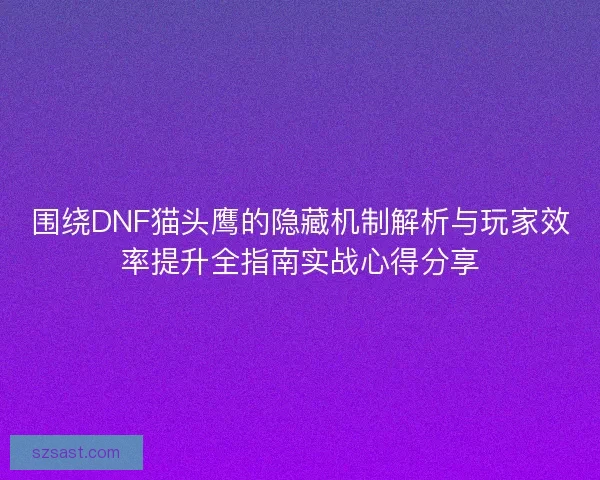 围绕DNF猫头鹰的隐藏机制解析与玩家效率提升全指南实战心得分享