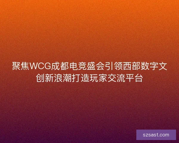 聚焦WCG成都电竞盛会引领西部数字文创新浪潮打造玩家交流平台